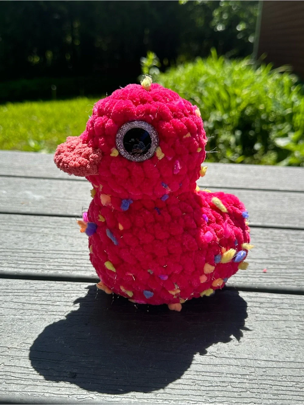 Bright Pink Plush Bird Chew Toy for Birds